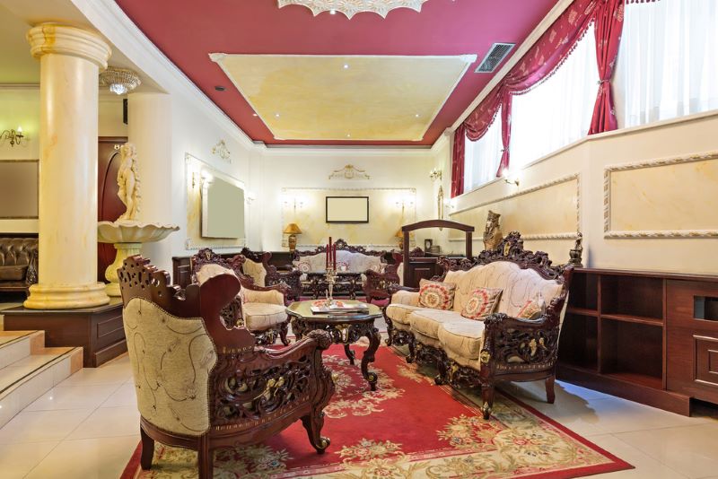 Moroccan hotel or Moroccan riad Image of a Moroccan hotel living room
