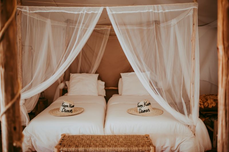 Desert camp in Morocco, 5 days tour Beds in Kam Kam Dunes, desert camp in Morocco